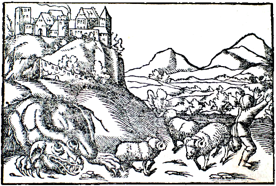 Holzschnitt Drache in Krakau ca. 1600